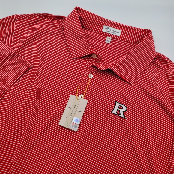 Peter Millar Summer ComfortPolo Shirt Red White Stripe Rutgers XXL